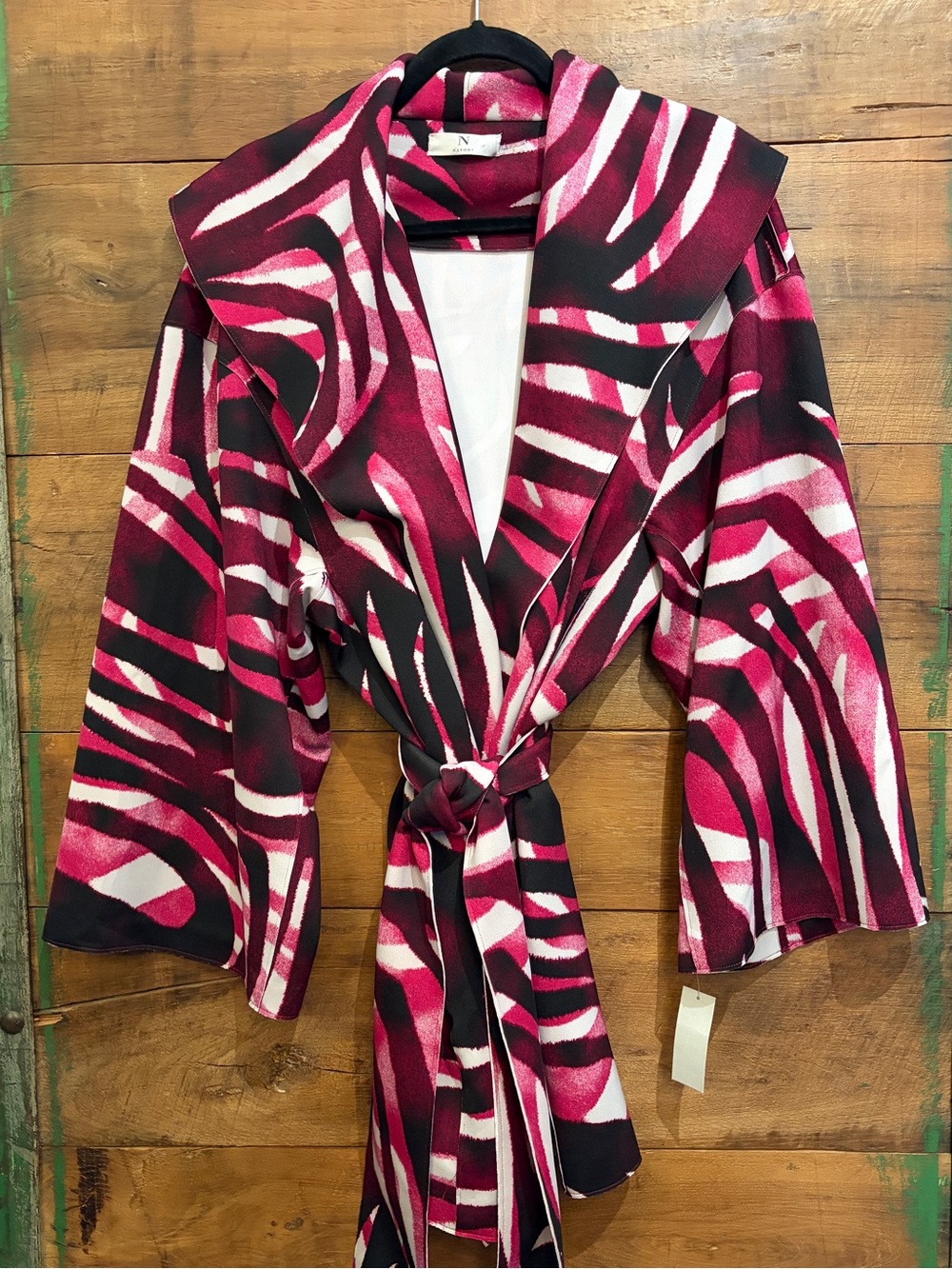 Natori Pink, Black & White Zebra-Print Jacket/Robe